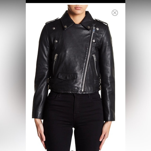 ✨HP✨NWT Walter Baker Liz Leather Crop Moto Jacket - Picture 2 of 8